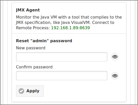 Admin Web App: Options - Advanced - JMX Agent