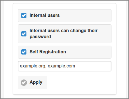 Admin Web App: Options - Internal Users