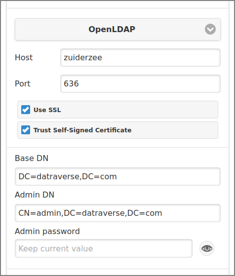 Admin Web App: Options - User Source - LDAP
