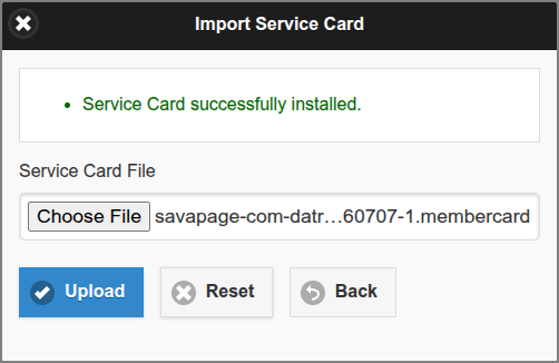 Admin Web App: About - Import Service Card