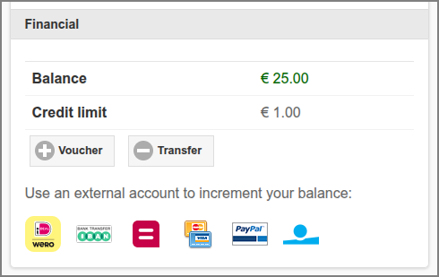 User Web App: User Details - Financial