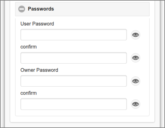 User Web App: PDF - Passwords