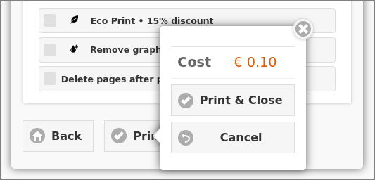 User Web App: Print Confirmation